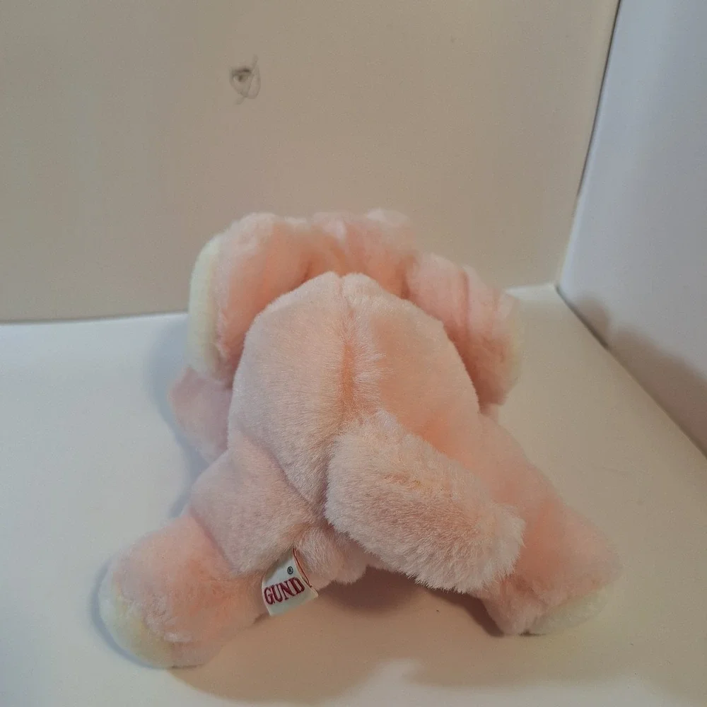 Vintage Gund 1983 Elephant Pink & White RARE Plush Stuffed Animal